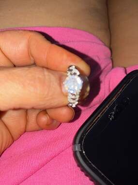 Moissanite Engagement Ring in Sterling Silver with Pave Side Stones